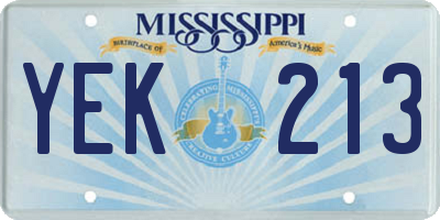 MS license plate YEK213