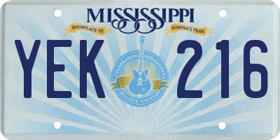 MS license plate YEK216