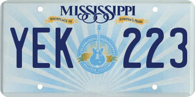 MS license plate YEK223