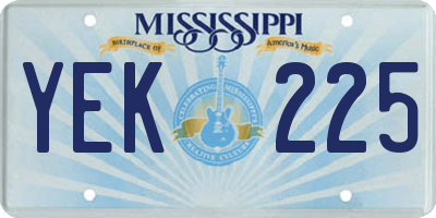 MS license plate YEK225