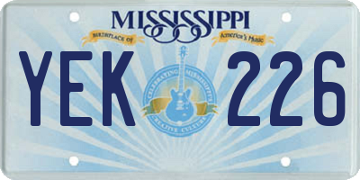 MS license plate YEK226