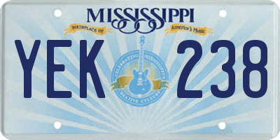 MS license plate YEK238