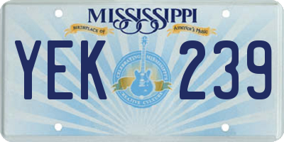 MS license plate YEK239