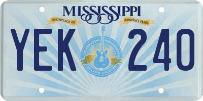 MS license plate YEK240