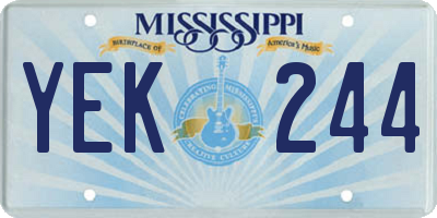 MS license plate YEK244