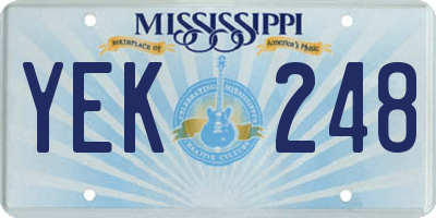 MS license plate YEK248