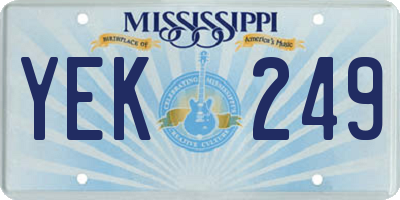 MS license plate YEK249
