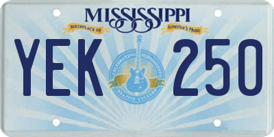 MS license plate YEK250