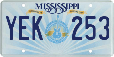 MS license plate YEK253