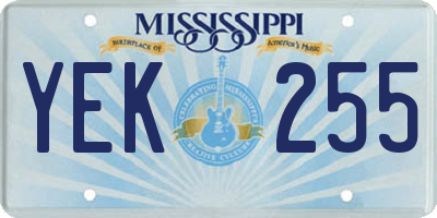 MS license plate YEK255