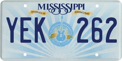 MS license plate YEK262