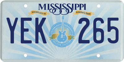 MS license plate YEK265
