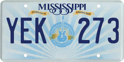 MS license plate YEK273