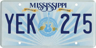 MS license plate YEK275