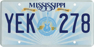 MS license plate YEK278