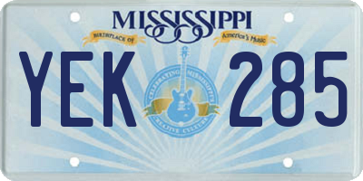 MS license plate YEK285