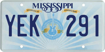 MS license plate YEK291