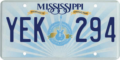 MS license plate YEK294