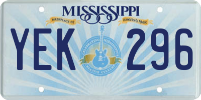 MS license plate YEK296