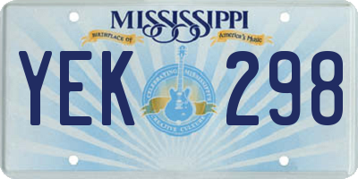 MS license plate YEK298