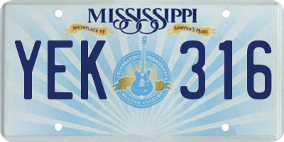 MS license plate YEK316