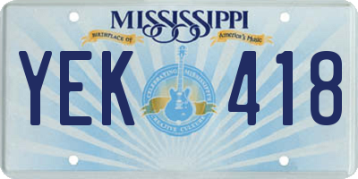 MS license plate YEK418