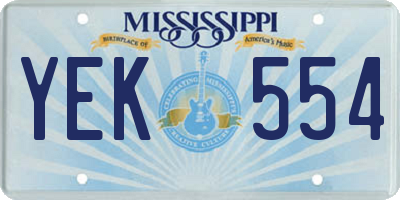 MS license plate YEK554