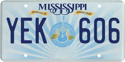 MS license plate YEK606