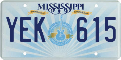 MS license plate YEK615