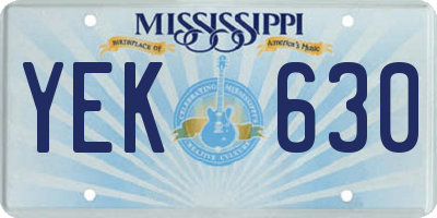 MS license plate YEK630
