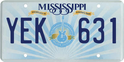 MS license plate YEK631