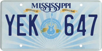 MS license plate YEK647