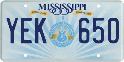 MS license plate YEK650