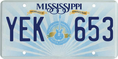 MS license plate YEK653