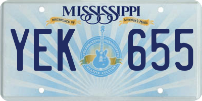 MS license plate YEK655