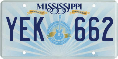 MS license plate YEK662