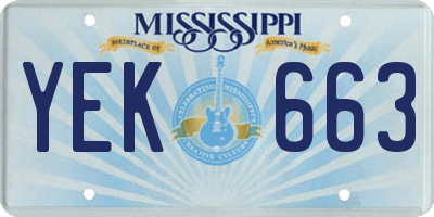 MS license plate YEK663