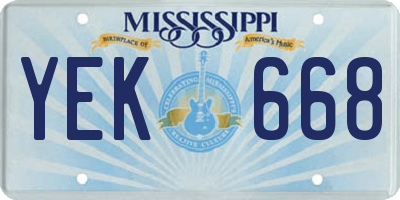 MS license plate YEK668
