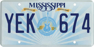 MS license plate YEK674