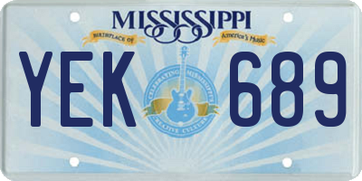 MS license plate YEK689