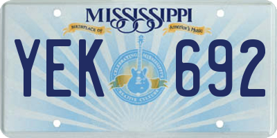 MS license plate YEK692