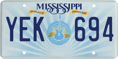 MS license plate YEK694