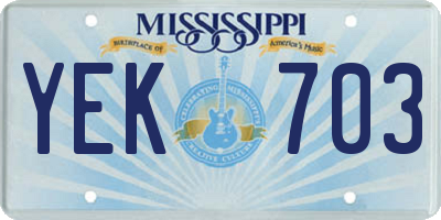 MS license plate YEK703