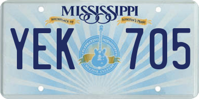 MS license plate YEK705