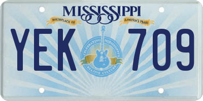 MS license plate YEK709
