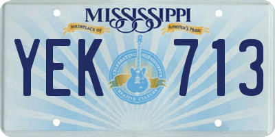 MS license plate YEK713