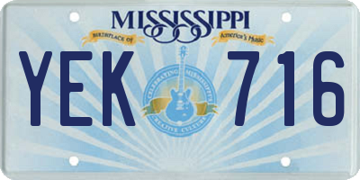 MS license plate YEK716