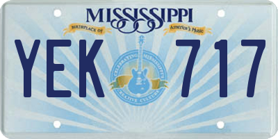 MS license plate YEK717