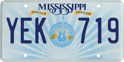 MS license plate YEK719