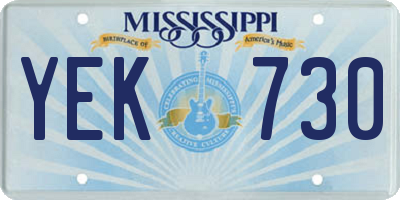 MS license plate YEK730